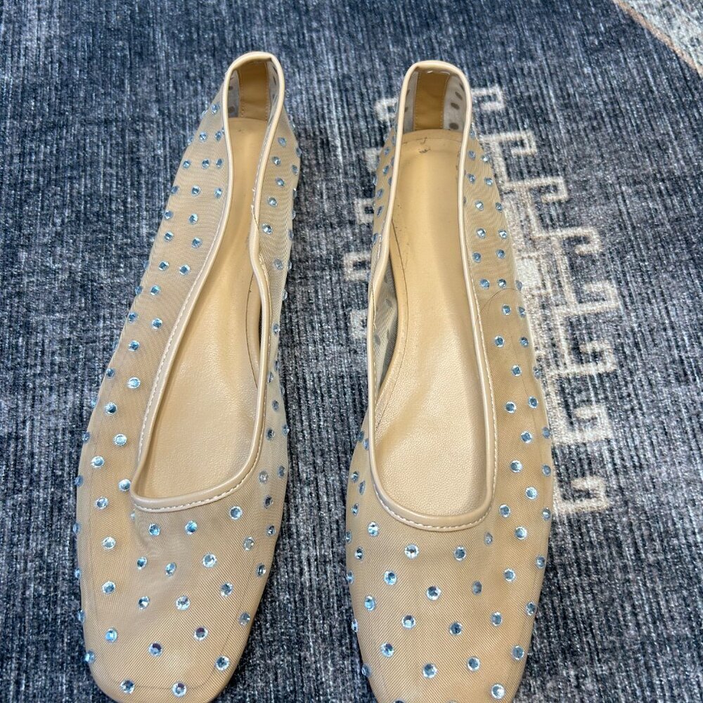 Tulle Crystal Ballet Flats Nude Size 8.5 EUC - Picture 2 of 4